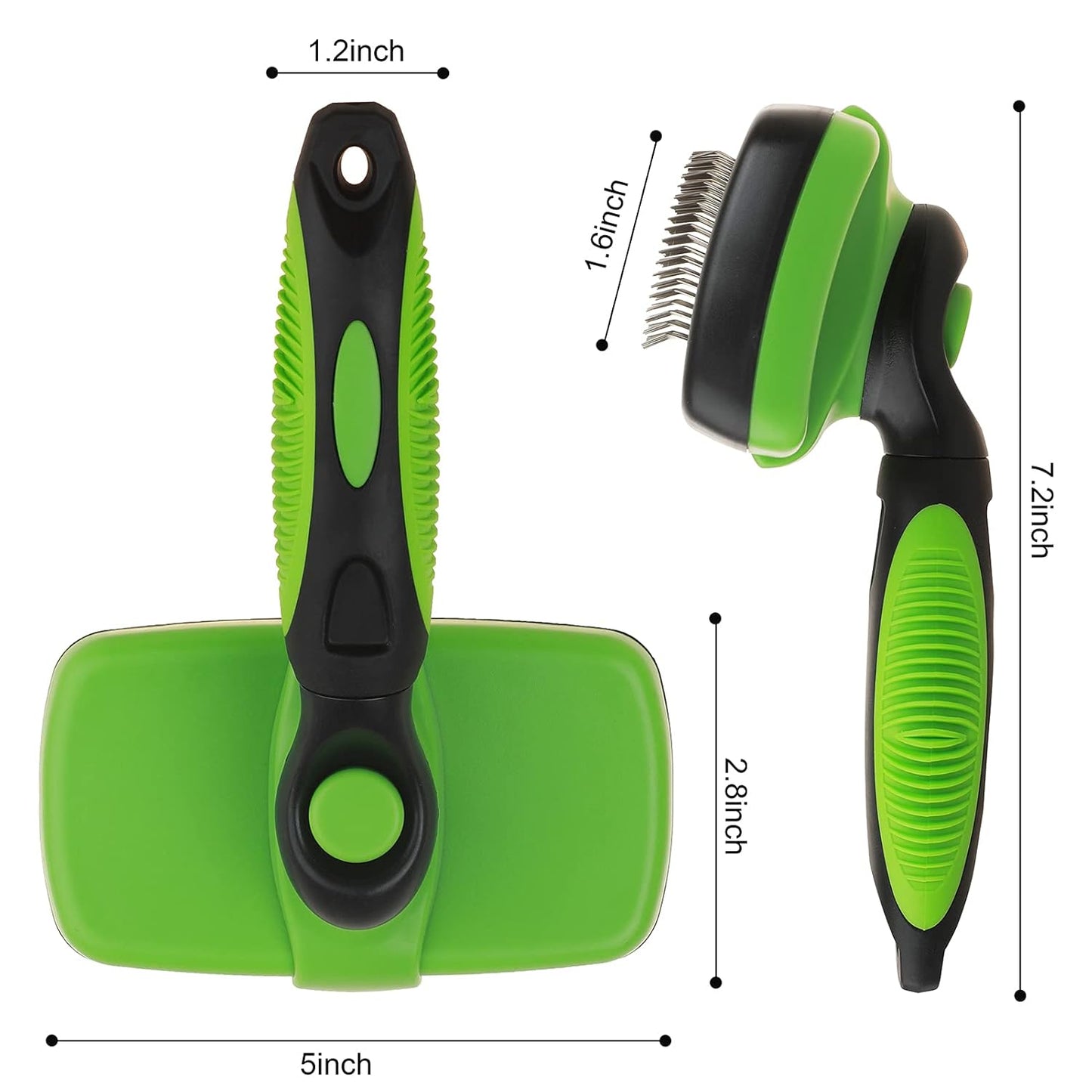 Pet Grooming Brush Self Cleaning Slicker Brushes for Dogs and Cats Long & Thick Hair Best Pet Shedding Tool for Grooming Loose Undercoat,Tangled Knots & Matted Fur (Green)