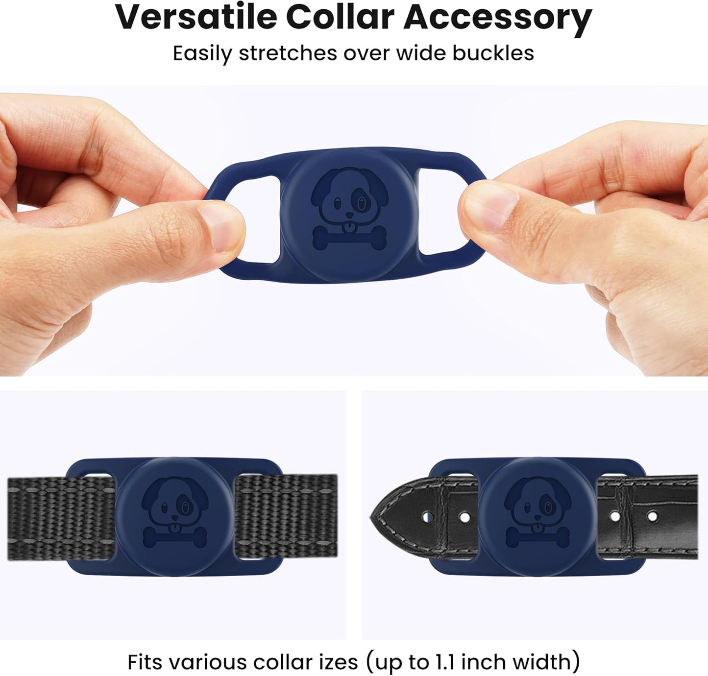 Airtag Dog Collar Holder,4 Pack Waterproof IP68 Airtag Silicone Case,Pet Accessories for Cat Collar, Protective Case Compatible for Apple Airtag GPS Tracker, Fits Dog and Cat Collar