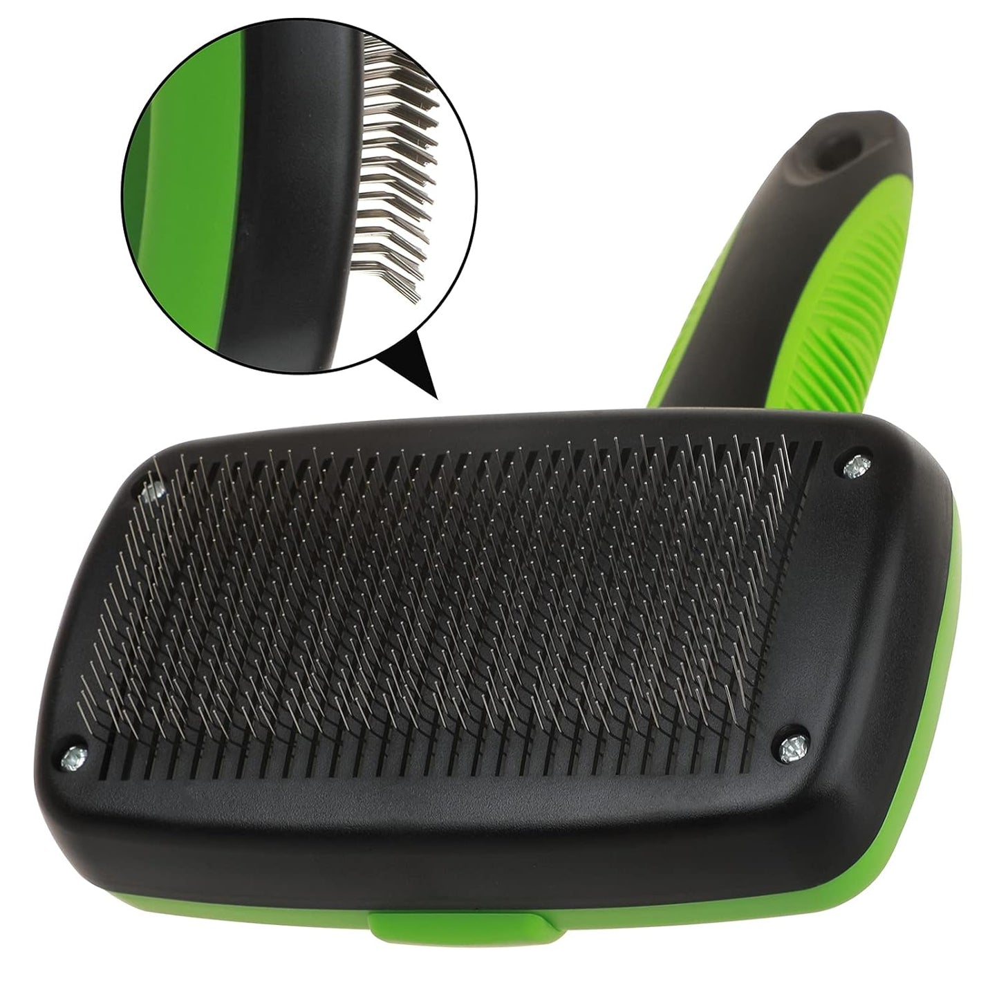 Pet Grooming Brush Self Cleaning Slicker Brushes for Dogs and Cats Long & Thick Hair Best Pet Shedding Tool for Grooming Loose Undercoat,Tangled Knots & Matted Fur (Green)