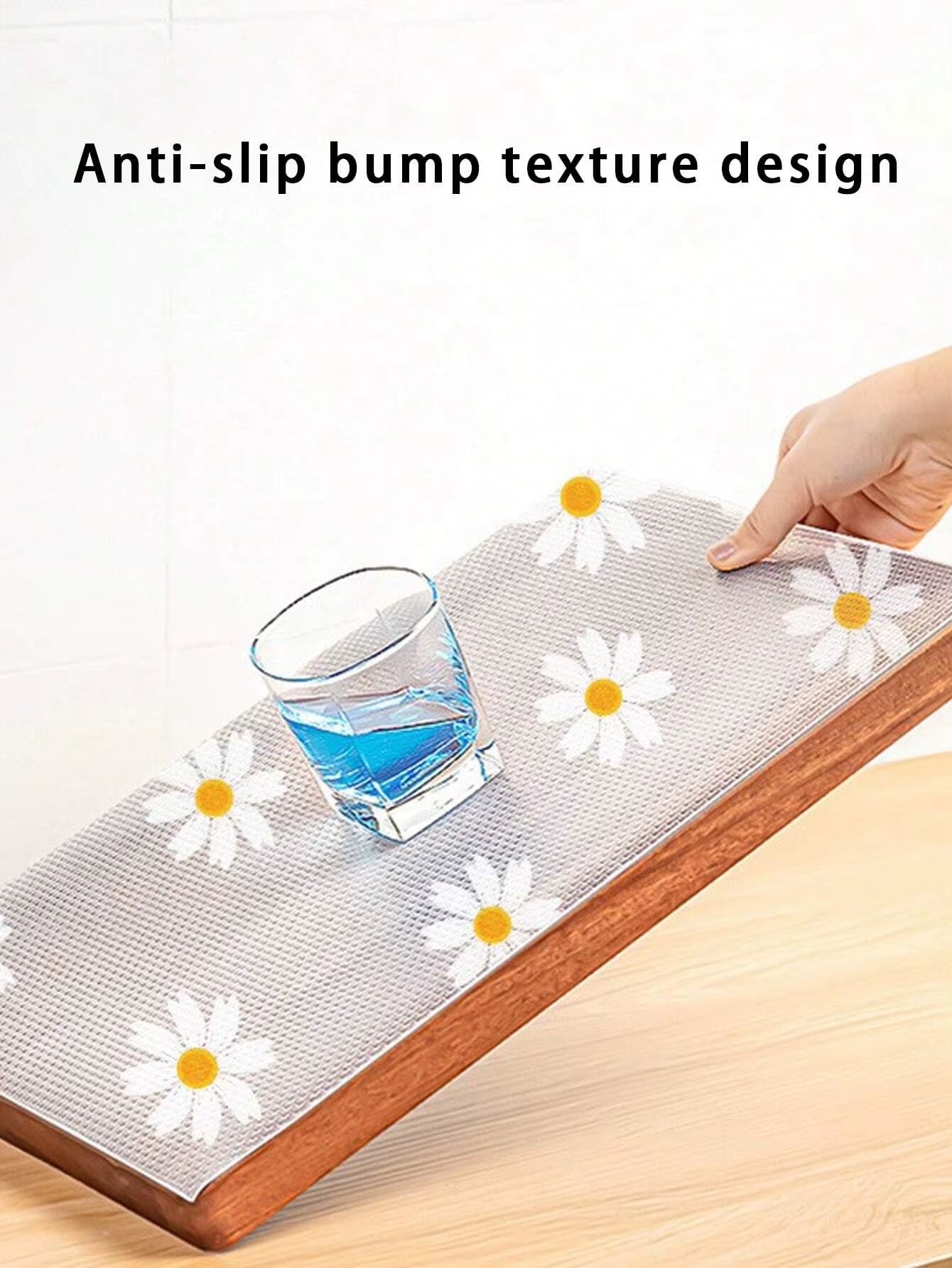 1 Roll Daisy Shelf Liner for Kitchen Cabinets EVA Waterproof Fridge Pad Cupboard Mat Easy Placemats Non-Adhesive Drawer Liner