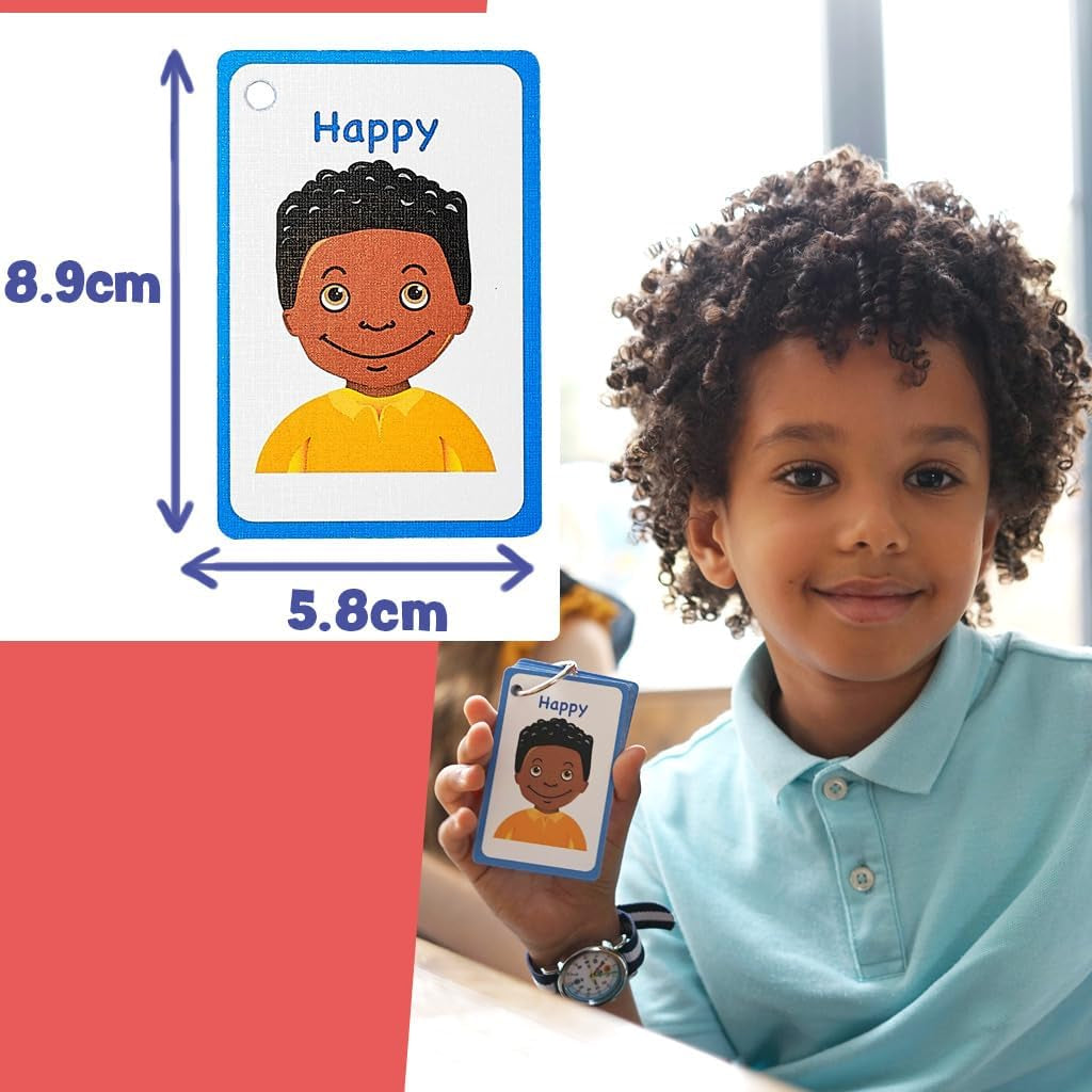 My Feelings and Emotion Boys Flash Cards for Visual Aid Special Ed, Speech Delay Non Verbal Children and Adults with Autism, Special Needs ASD ADHD (Black Boy)