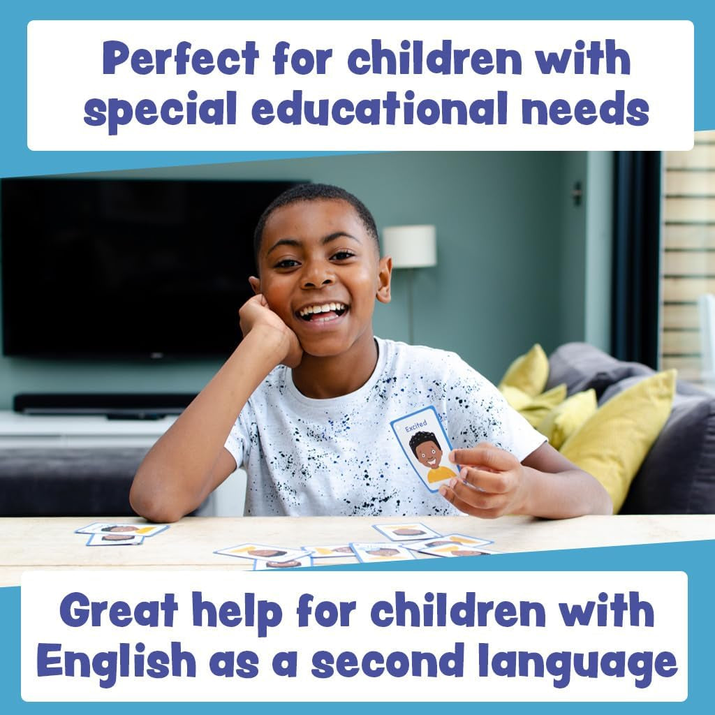 My Feelings and Emotion Boys Flash Cards for Visual Aid Special Ed, Speech Delay Non Verbal Children and Adults with Autism, Special Needs ASD ADHD (Black Boy)