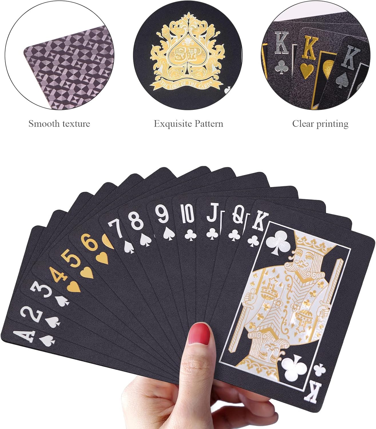 Waterproof Playing Cards, Plastic Playing Cards, Deck of Cards, Gift Poker Cards (Black Diamond Cards)