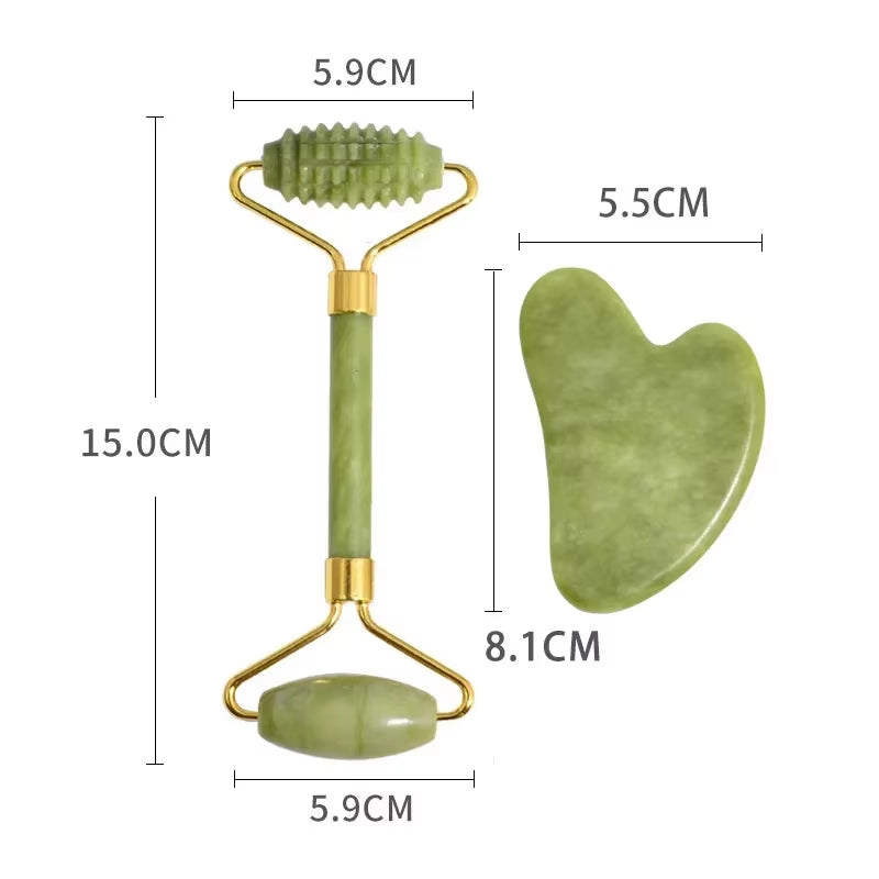 Natural Jade Roller Face Lift up Roller Gua Sha Board Gouache Stone Scraper Facial Massage Anti-Wrinkle Beauty Tools Wholesale