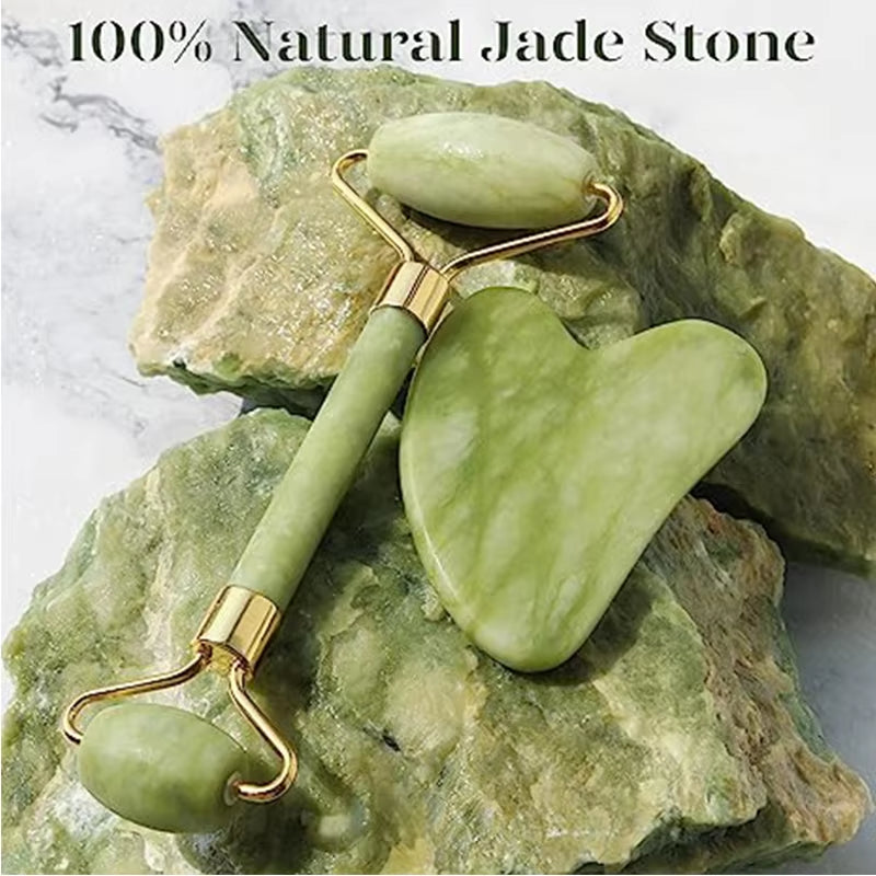 Natural Jade Roller Face Lift up Roller Gua Sha Board Gouache Stone Scraper Facial Massage Anti-Wrinkle Beauty Tools Wholesale