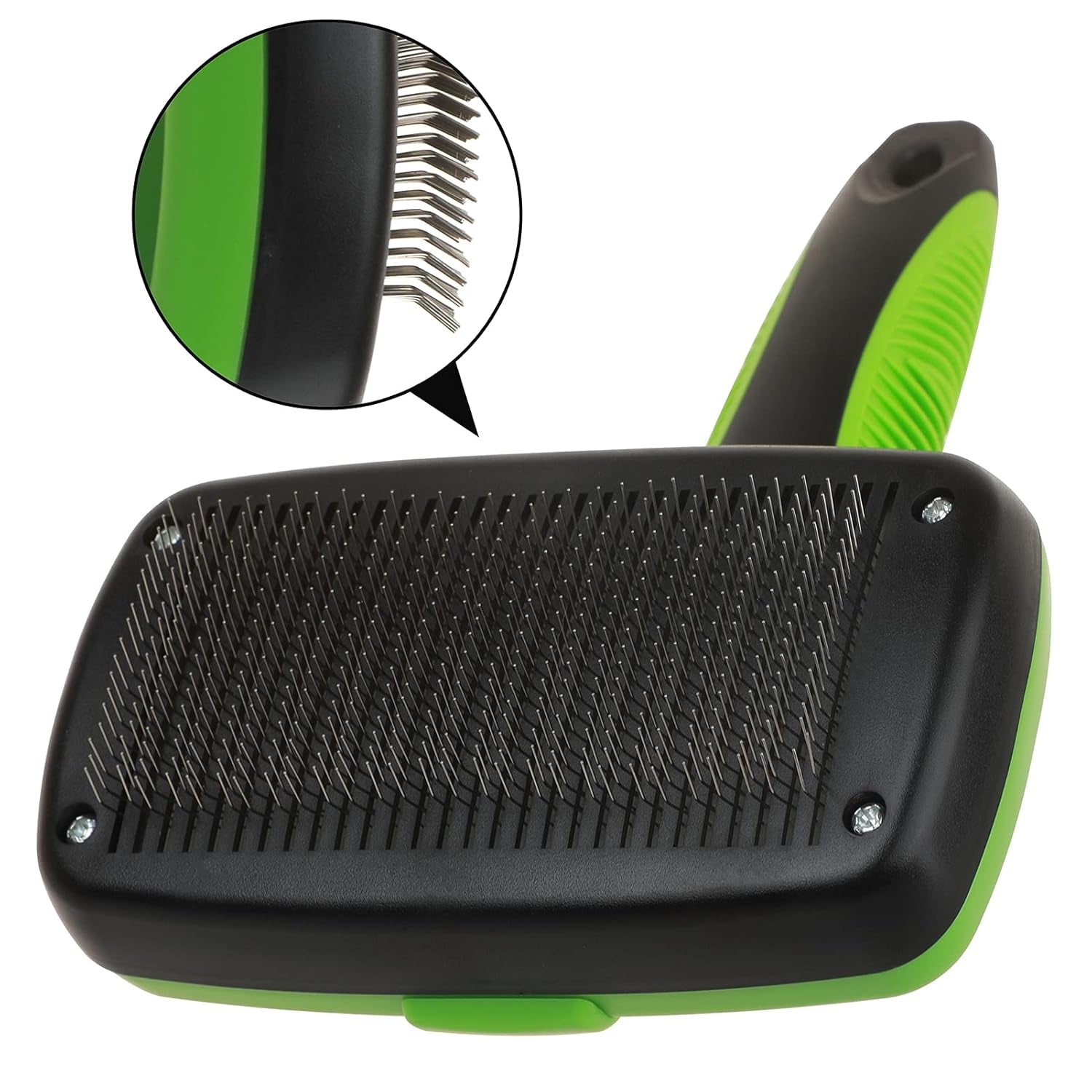 Pet Grooming Brush Self Cleaning Slicker Brushes for Dogs and Cats Long & Thick Hair Best Pet Shedding Tool for Grooming Loose Undercoat,Tangled Knots & Matted Fur (Green)