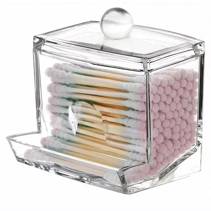 Cotton Swab Ball Storage Box with Lid Large Capacity Bathroom Acrylic Transparent Container Jar Dispenser