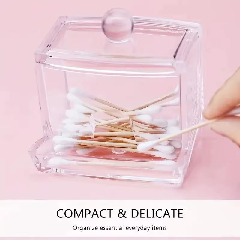 Cotton Swab Ball Storage Box with Lid Large Capacity Bathroom Acrylic Transparent Container Jar Dispenser
