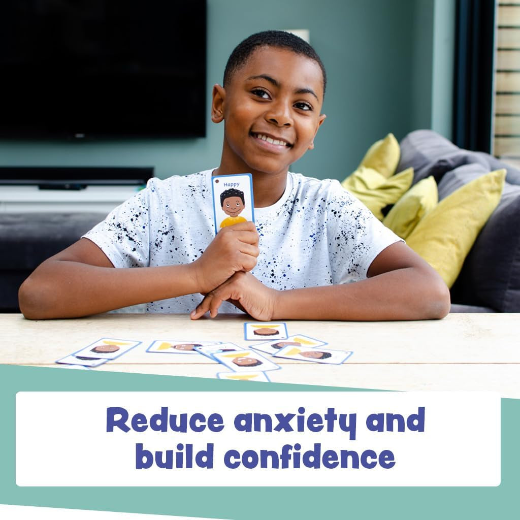 My Feelings and Emotion Boys Flash Cards for Visual Aid Special Ed, Speech Delay Non Verbal Children and Adults with Autism, Special Needs ASD ADHD (Black Boy)