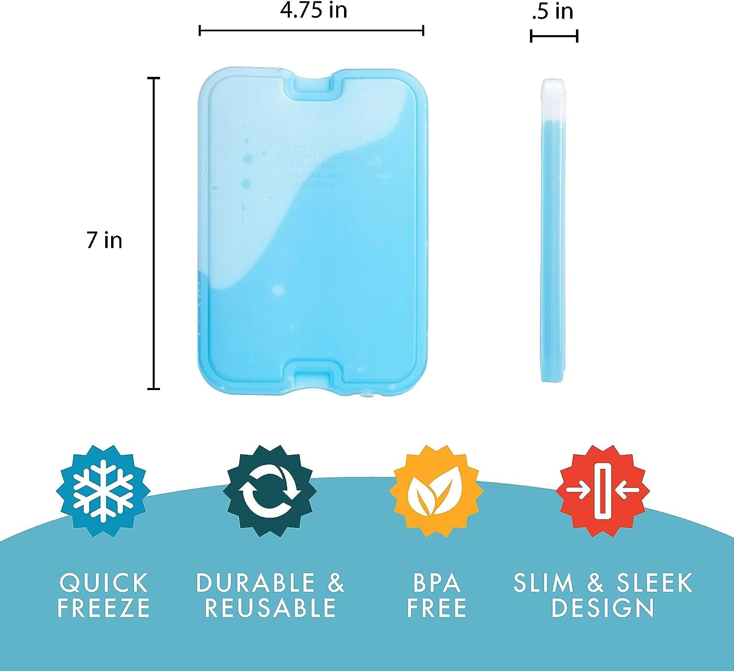 Cool Coolers by Fit + Fresh Slim Compact Reusable XL Ice Pack, Perfect for Lunch Boxes, Coolers, and Beach Bags